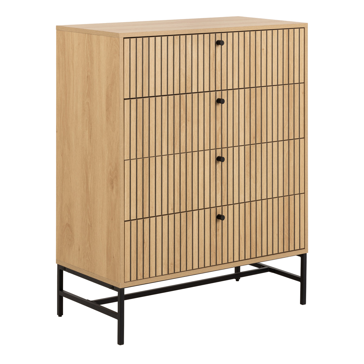 Alberto Chest of 4 Drawers in Oak/Black Legs