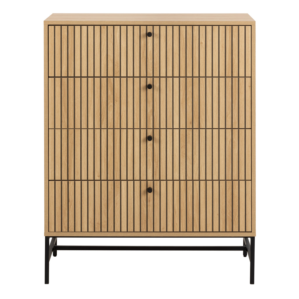 Alberto Chest of 4 Drawers in Oak/Black Legs