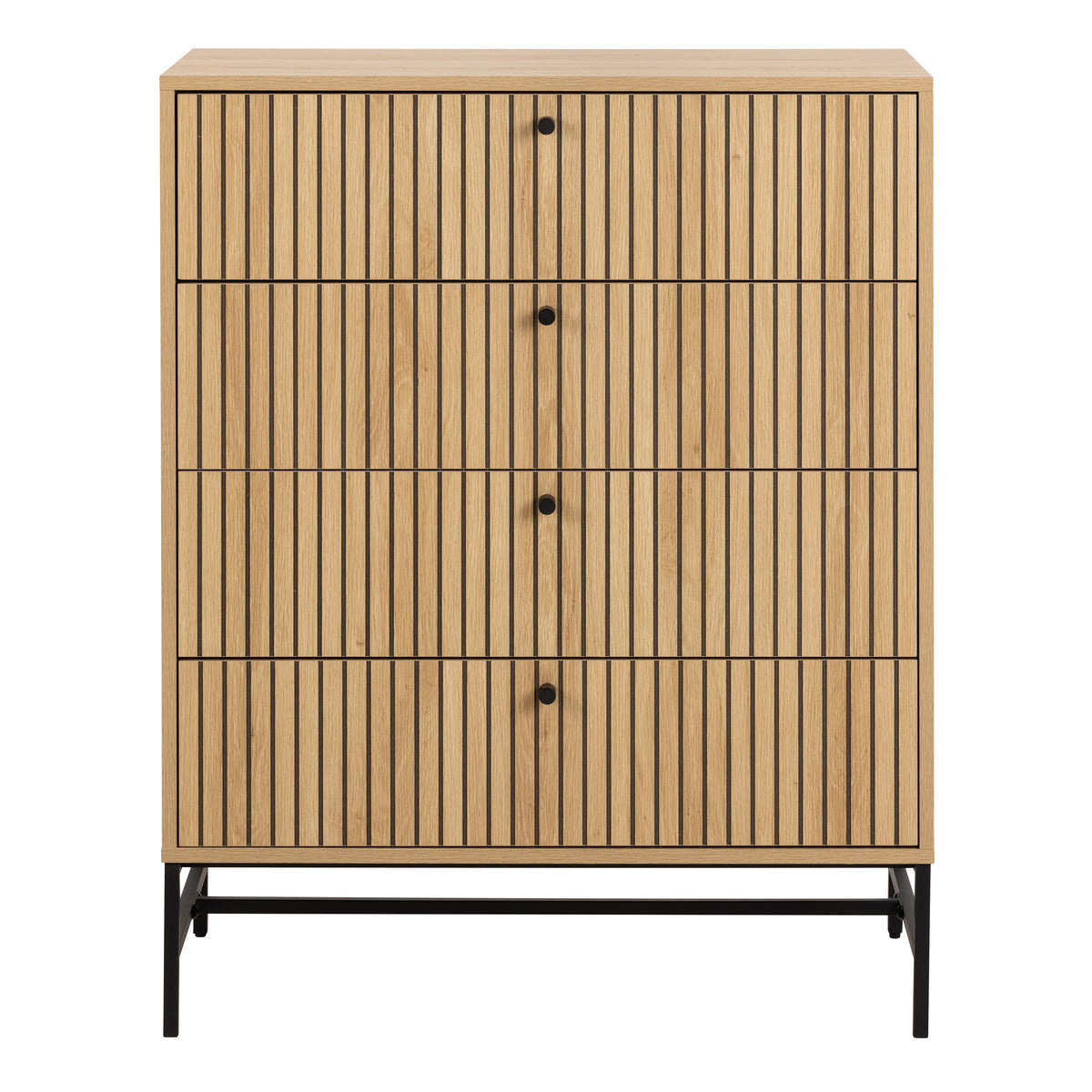 Alberto Chest of 4 Drawers in Oak/Black Legs