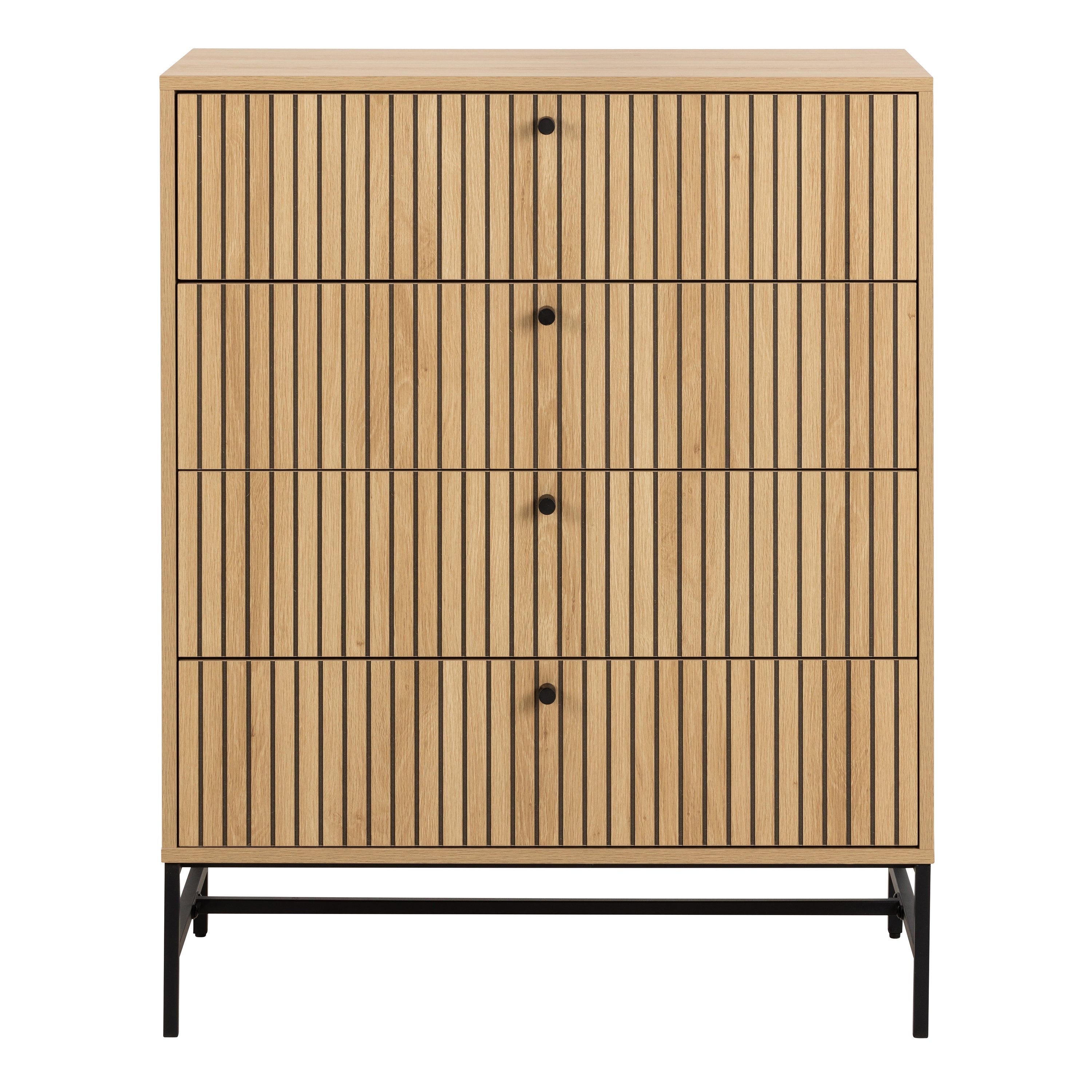Alberto Chest of 4 Drawers in Oak/Black Legs