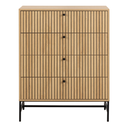 Alberto Chest of 4 Drawers in Oak/Black Legs