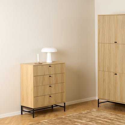 Alberto Chest of 4 Drawers in Oak/Black Legs