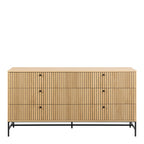 Alberto Wide Chest of 6 Drawers in Oak/Black Legs