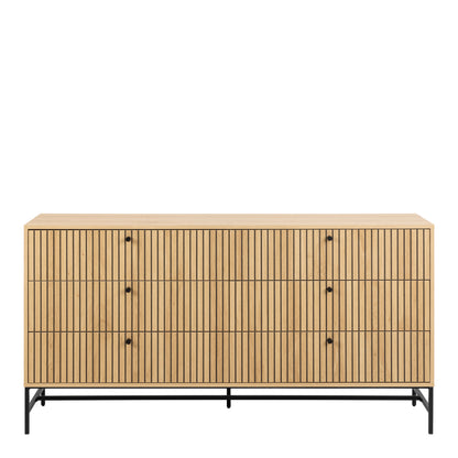 Alberto Wide Chest of 6 Drawers in Oak/Black Legs