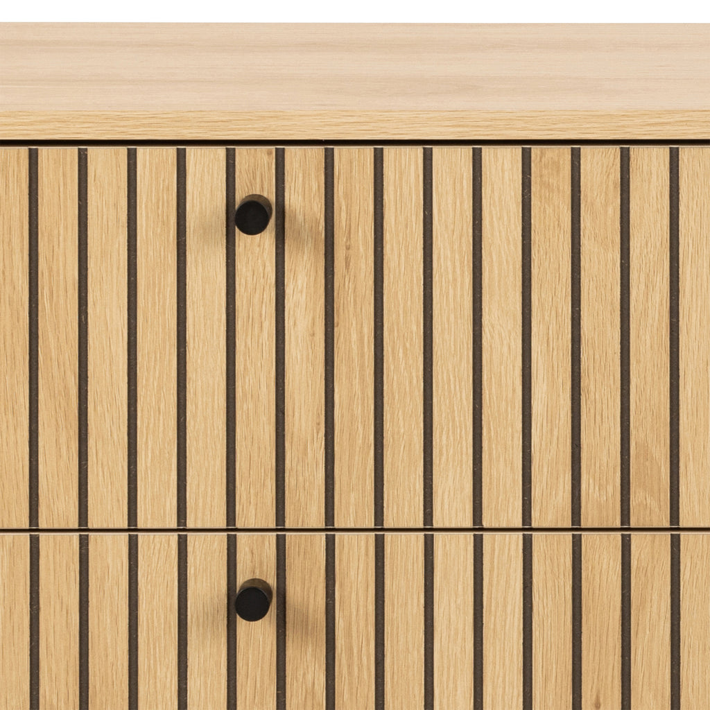 Alberto Wide Chest of 6 Drawers in Oak/Black Legs