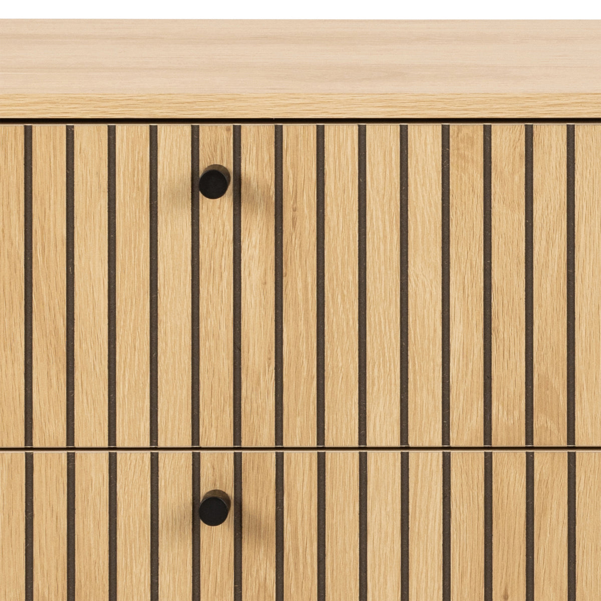Alberto Wide Chest of 6 Drawers in Oak/Black Legs