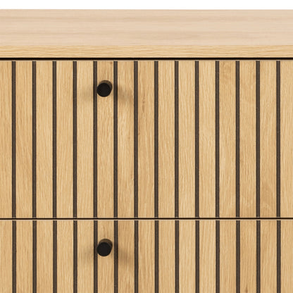 Alberto Wide Chest of 6 Drawers in Oak/Black Legs