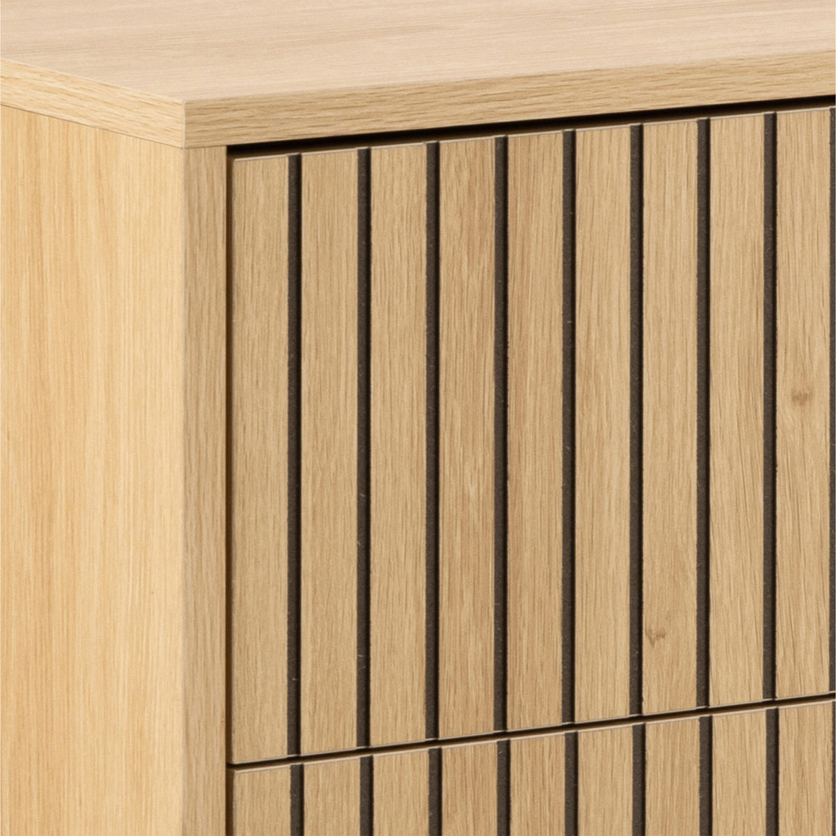 Alberto Wide Chest of 6 Drawers in Oak/Black Legs