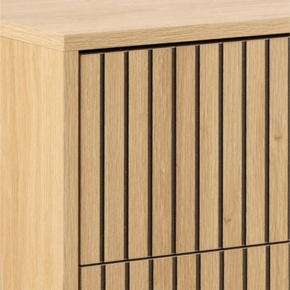 Alberto Wide Chest of 6 Drawers in Oak/Black Legs
