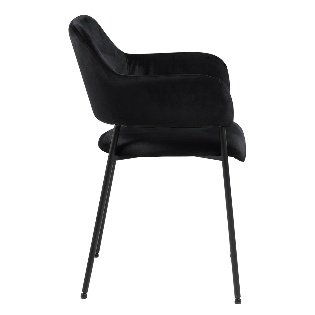 Christo Dining Table in Oak 220x75cm including 6 Lima Dining Chairs with Armrest in Black