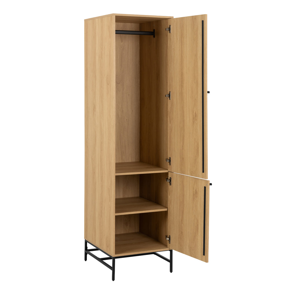 Alberto Wardrobe 2 Doors in Oak/Black Legs