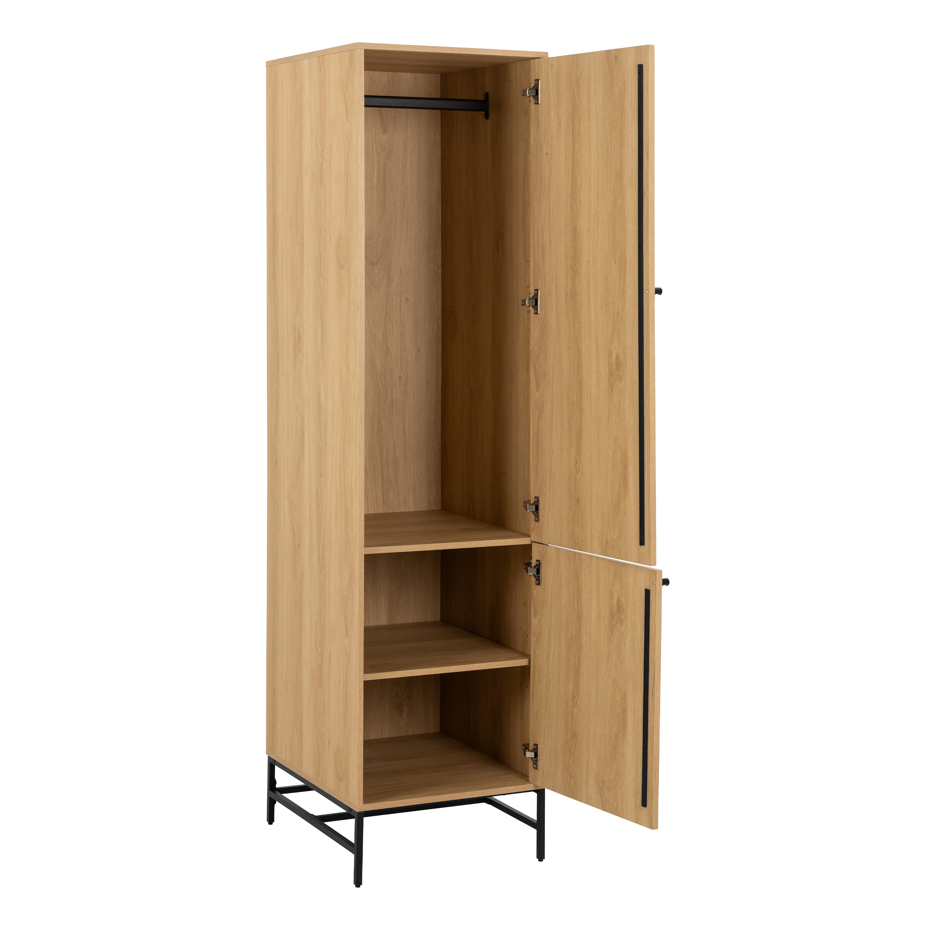 Alberto Wardrobe 2 Doors in Oak/Black Legs