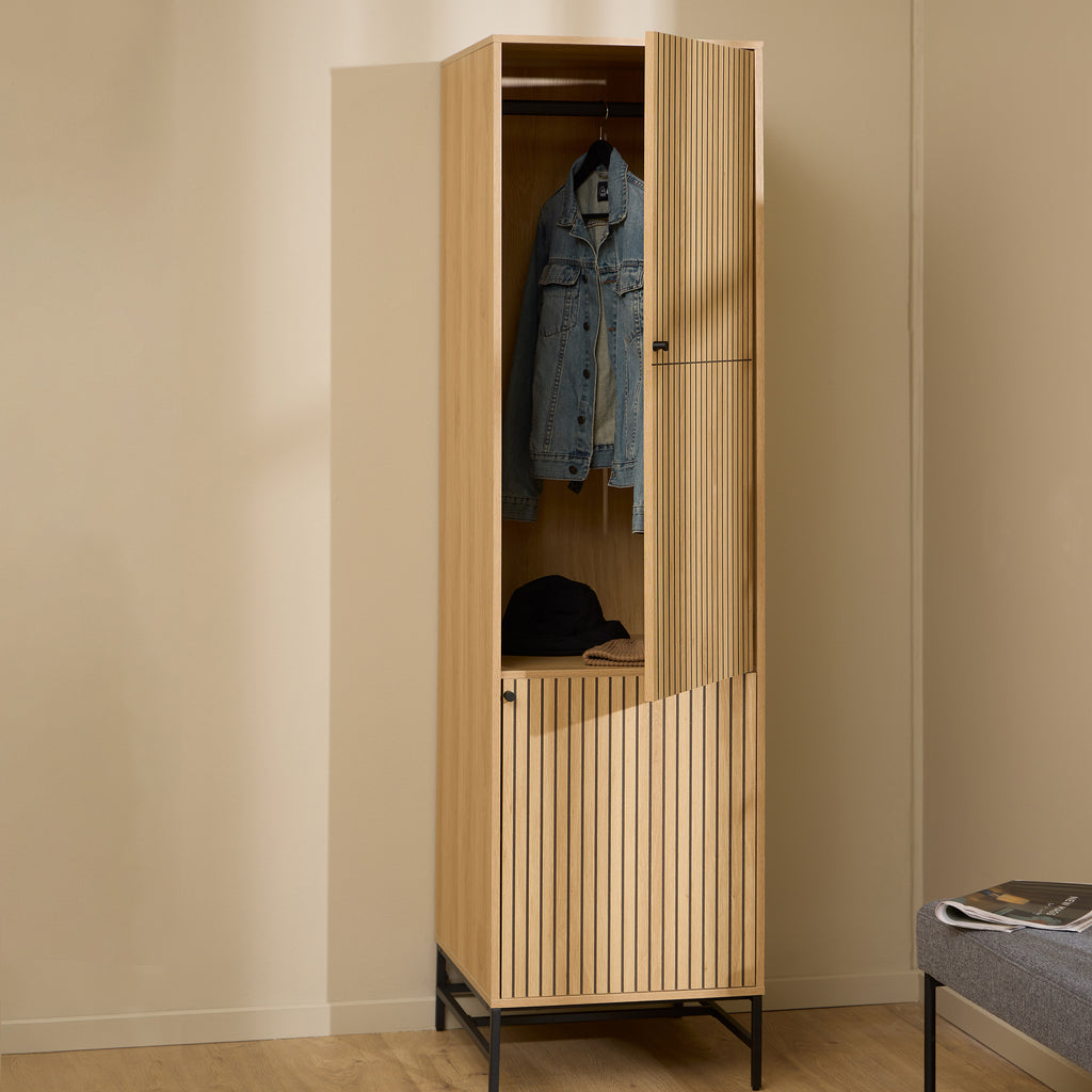 Alberto Wardrobe 2 Doors in Oak/Black Legs