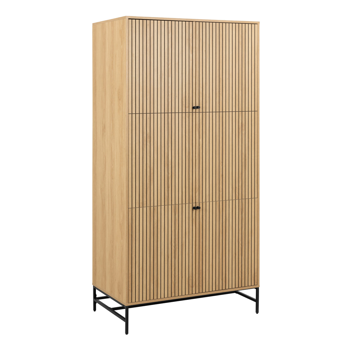 Alberto Wardrobe 4 Doors in Black/Oak