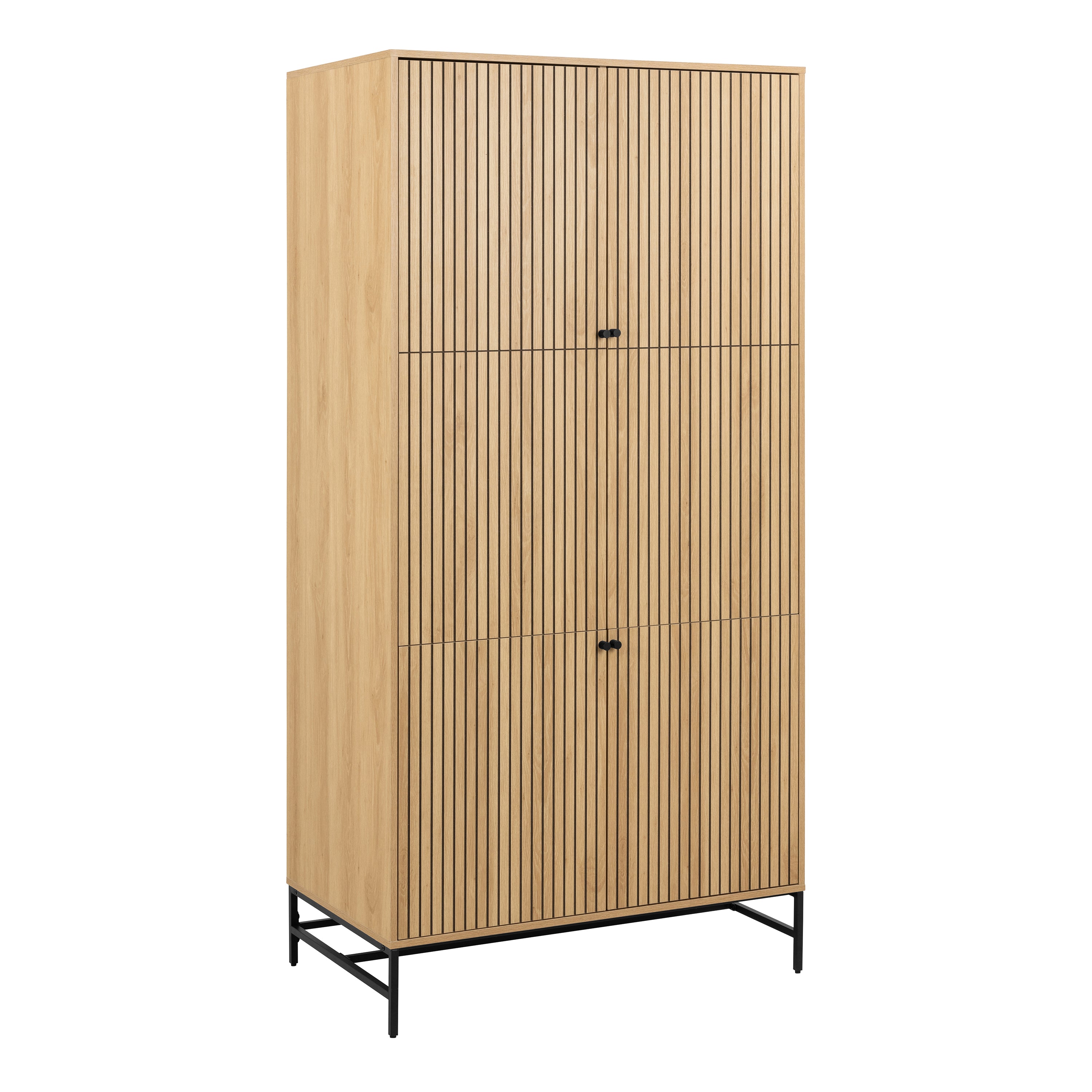 Alberto Wardrobe 4 Doors in Black/Oak