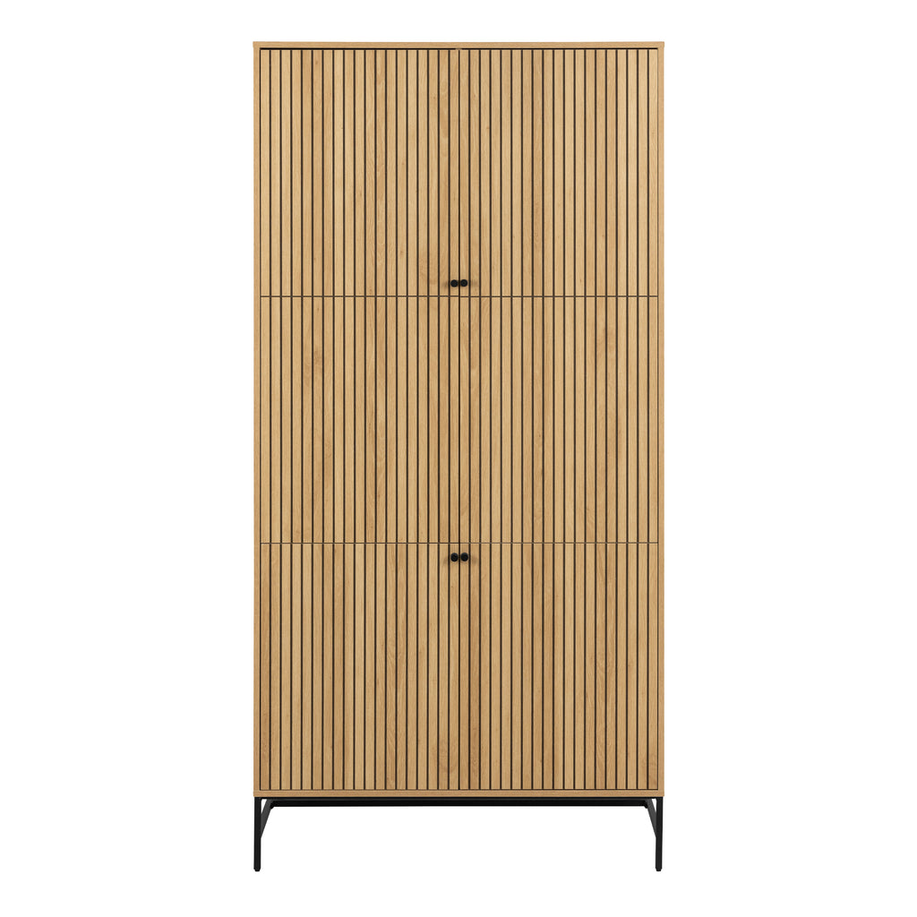 Alberto Wardrobe 4 Doors in Black/Oak