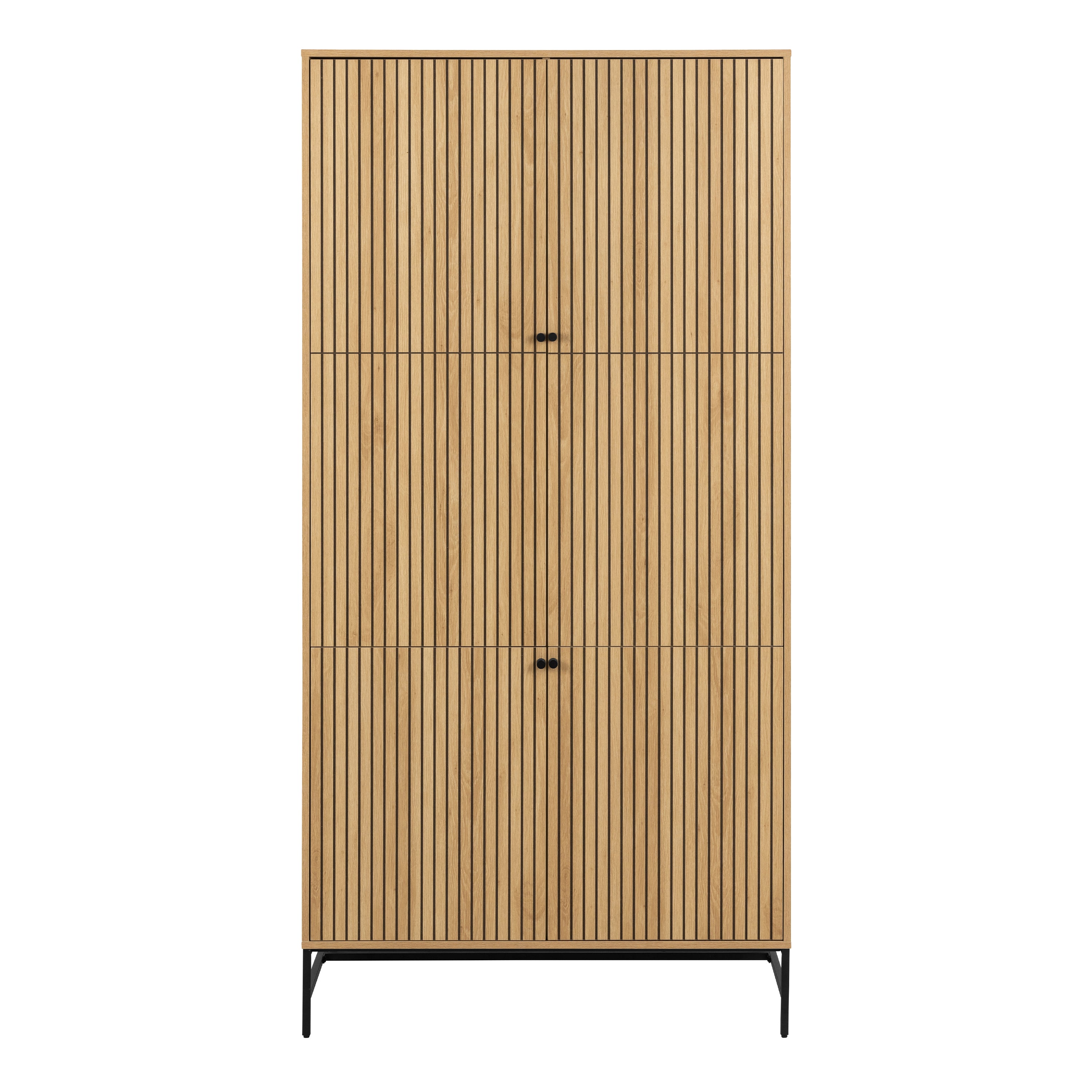 Alberto Wardrobe 4 Doors in Black/Oak