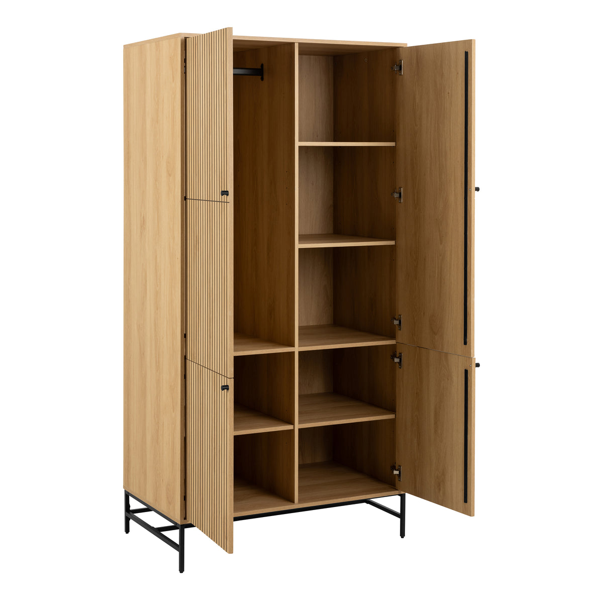 Alberto Wardrobe 4 Doors in Black/Oak