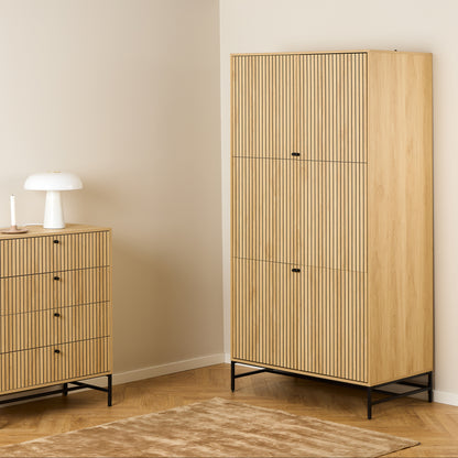 Alberto Wardrobe 4 Doors in Black/Oak