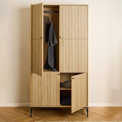 Alberto Wardrobe 4 Doors in Black/Oak