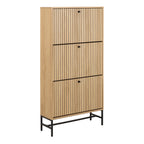Alberto Shoe Cabinet 3 Flip Down Doors in Oak/Black Legs