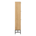 Alberto Shoe Cabinet 3 Flip Down Doors in Oak/Black Legs