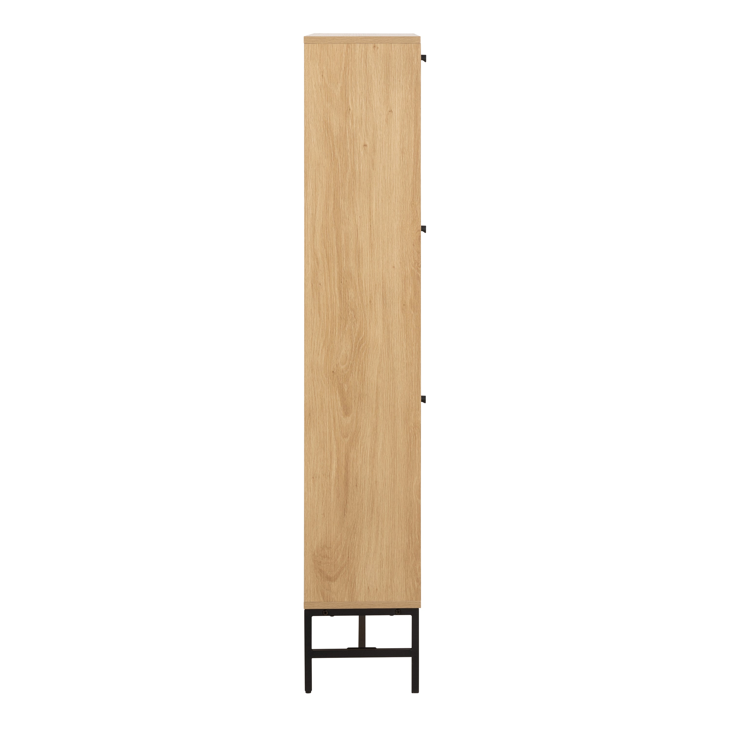 Alberto Shoe Cabinet 3 Flip Down Doors in Oak/Black Legs