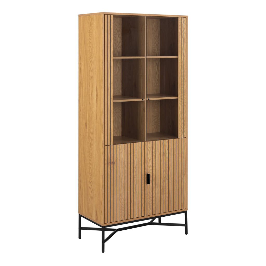 Jaya Display Cabinet With 4 doors and 6 Shelves in Wild Oak
