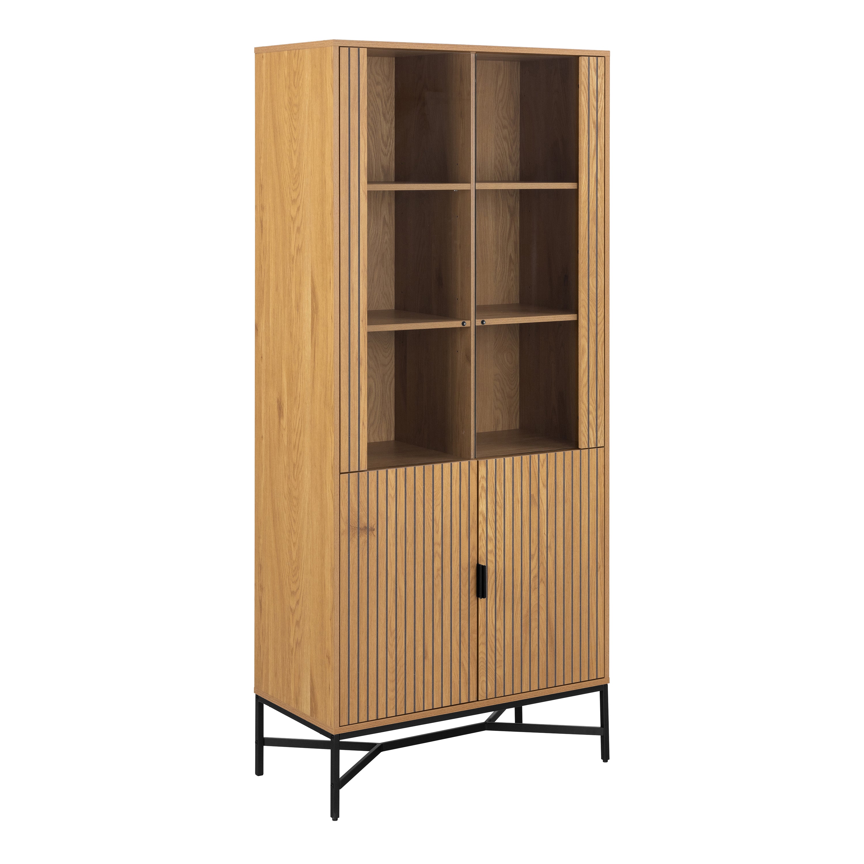 Jaya Display Cabinet With 4 doors and 6 Shelves in Wild Oak