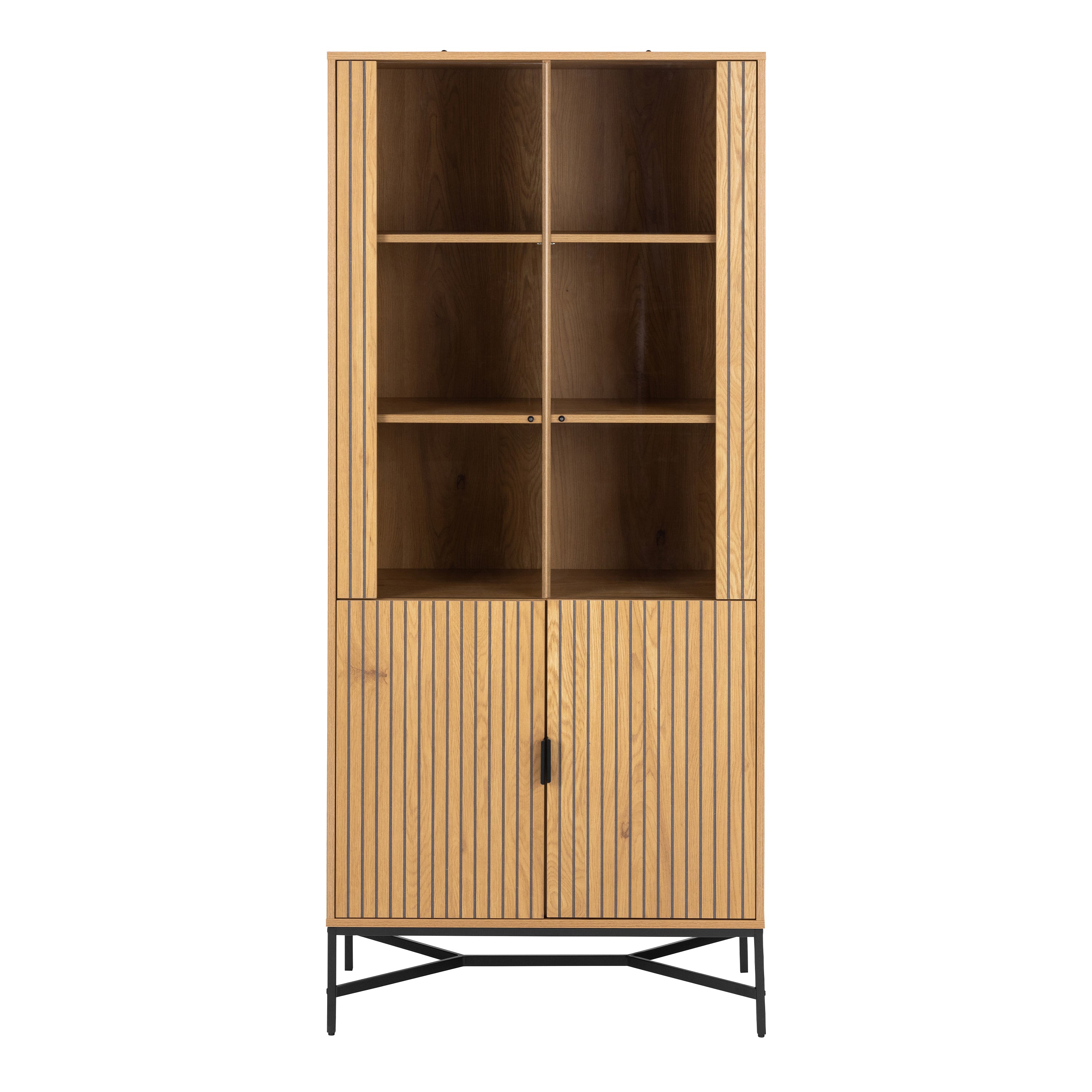 Jaya Display Cabinet With 4 doors and 6 Shelves in Wild Oak