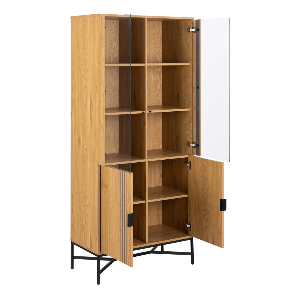Jaya Display Cabinet With 4 doors and 6 Shelves in Wild Oak