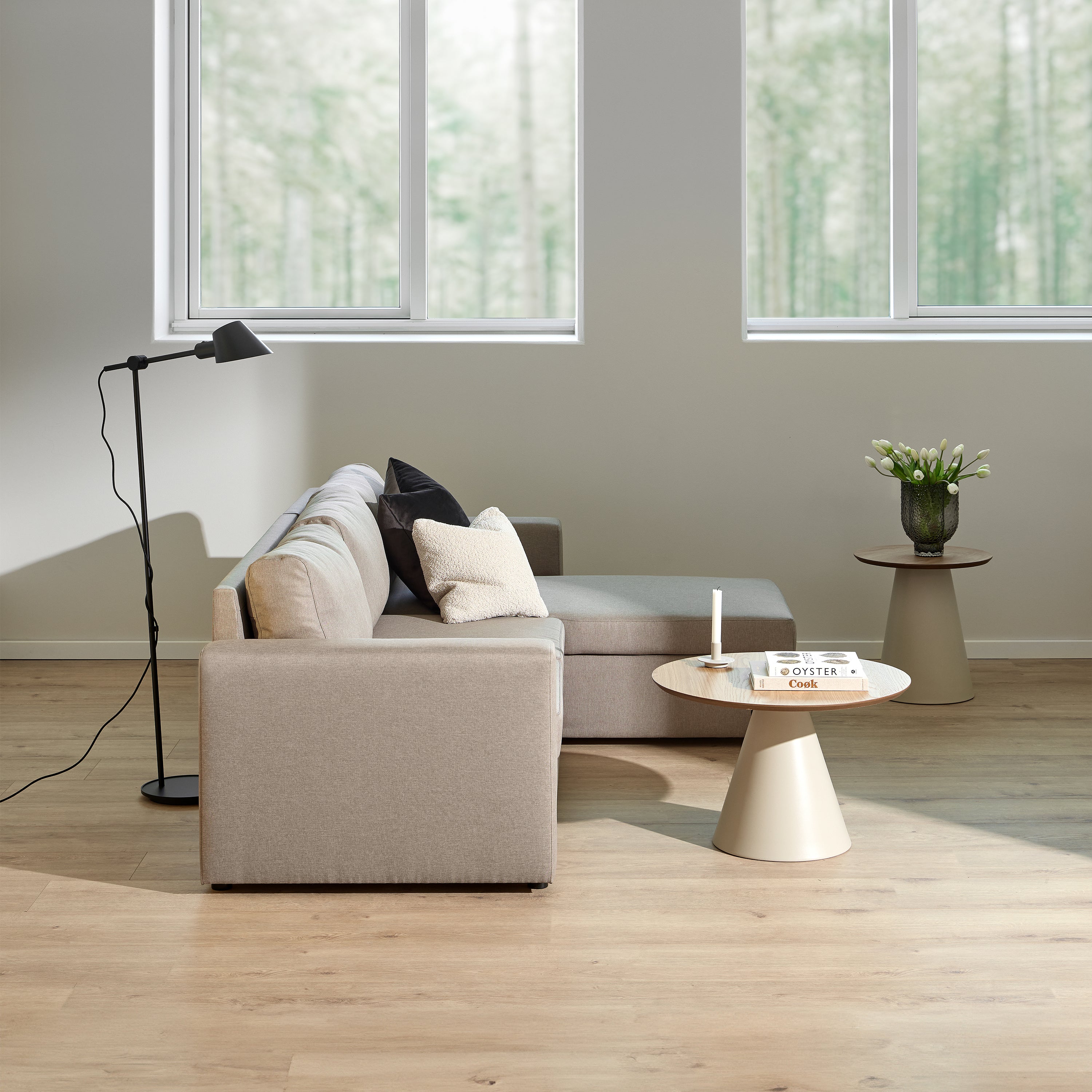 Sullivan Round Coffee Table in Oak/Grey 45x48cm