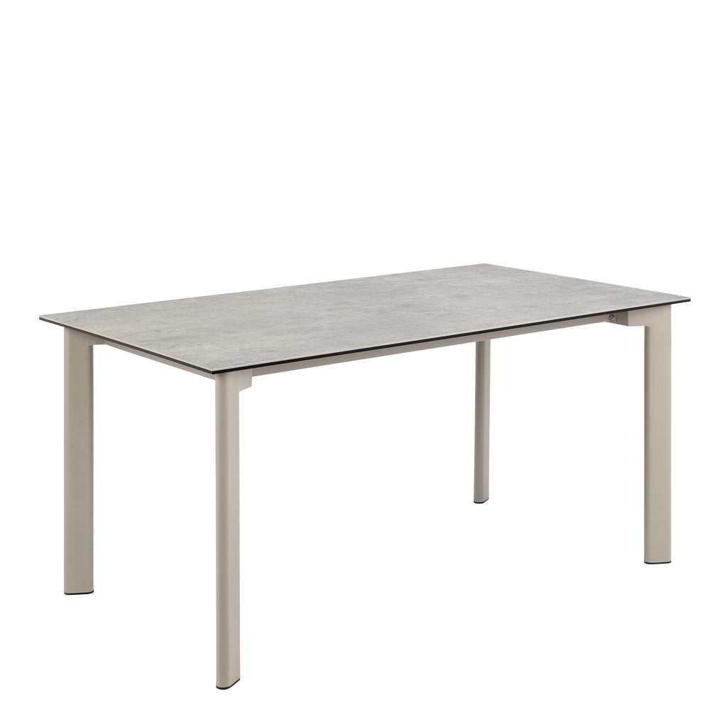 Palma Ceramic Dining Table in Grey 160x90cm includes 4 Ellie Swivel Beige Dining Chairs