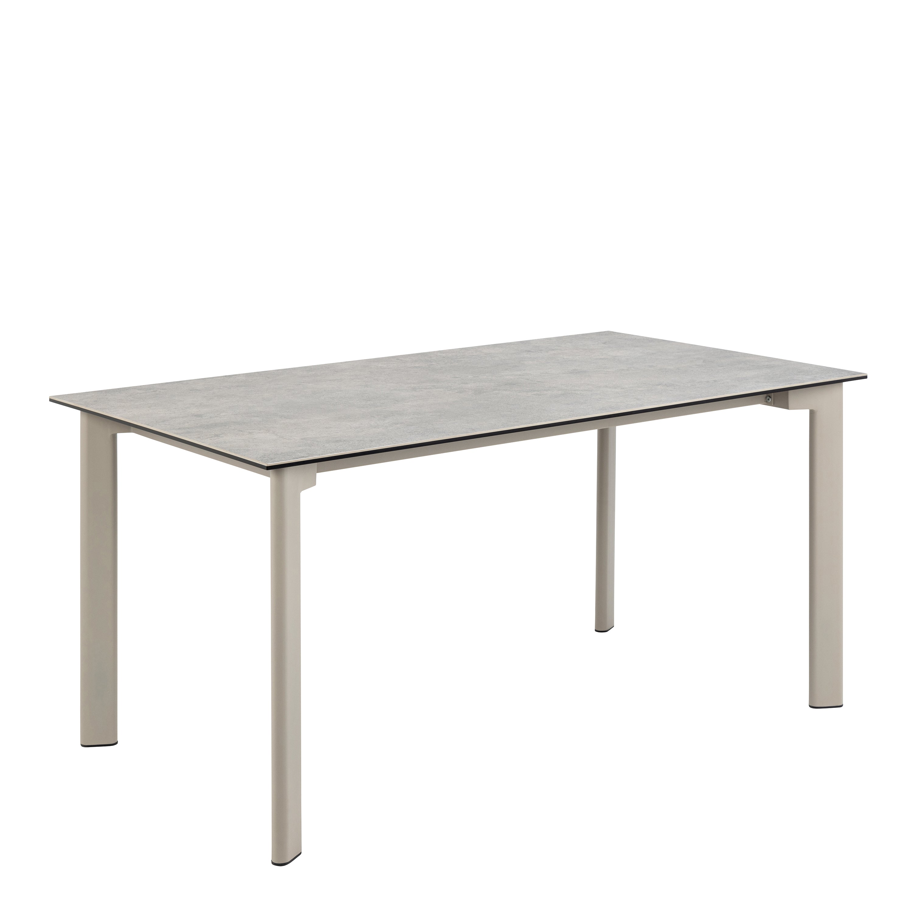 Palma Ceramic Dining Table in Grey 160x90cm includes 4 Ellie Swivel Beige Dining Chairs