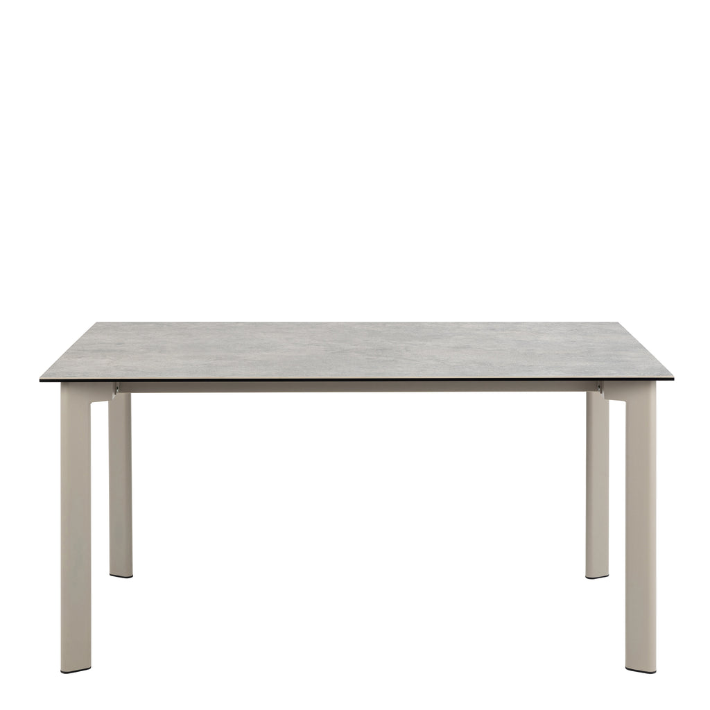 Palma Ceramic Dining Table in Grey 160x90cm includes 4 Ellie Swivel Beige Dining Chairs