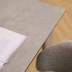 Palma Ceramic Dining Table in Grey 160x90cm includes 4 Ellie Swivel Beige Dining Chairs