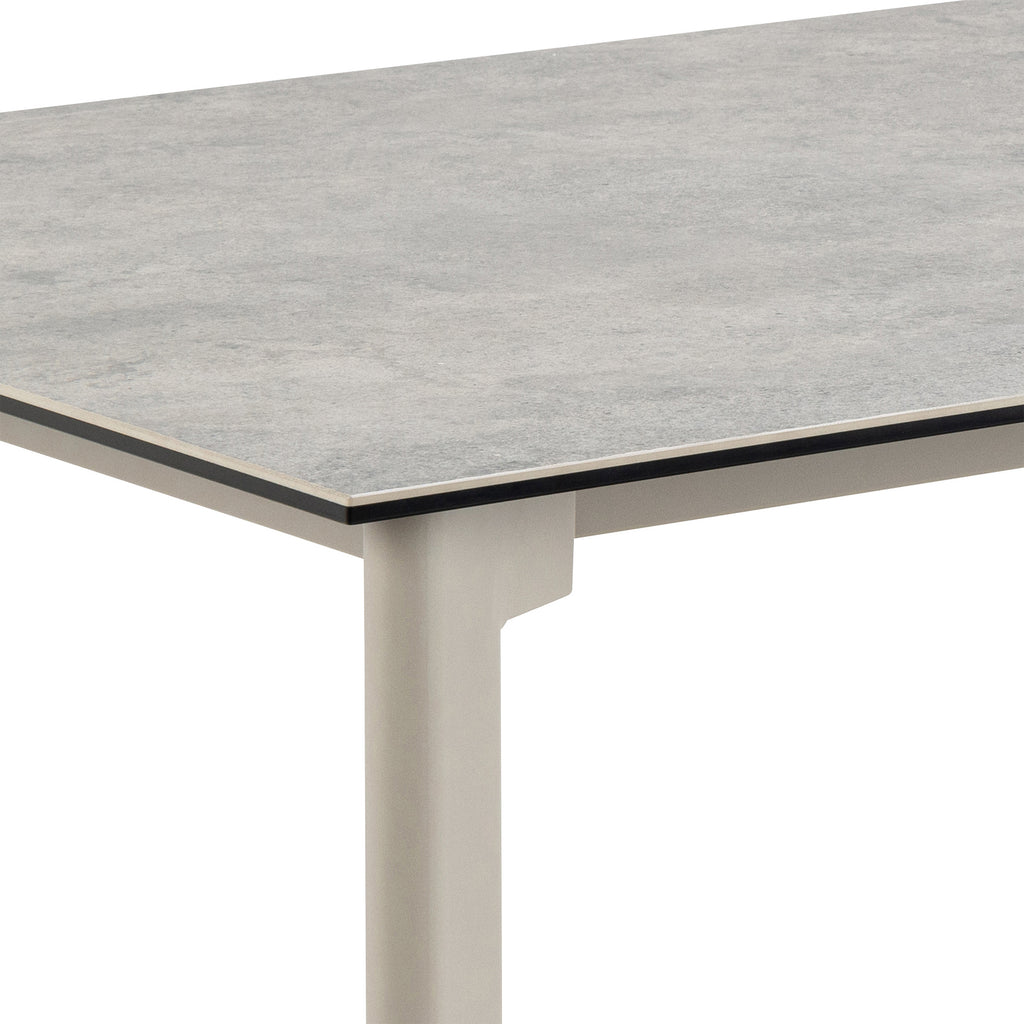 Palma Ceramic Dining Table in Grey 160x90cm includes 4 Ellie Swivel Beige Dining Chairs