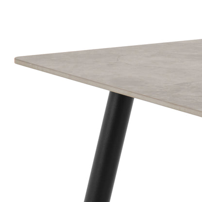 Wicklow Rectangular Dining Table in Grey/Black 140x75cm Included 4 Brooke Dining Chairs in Monza Beige