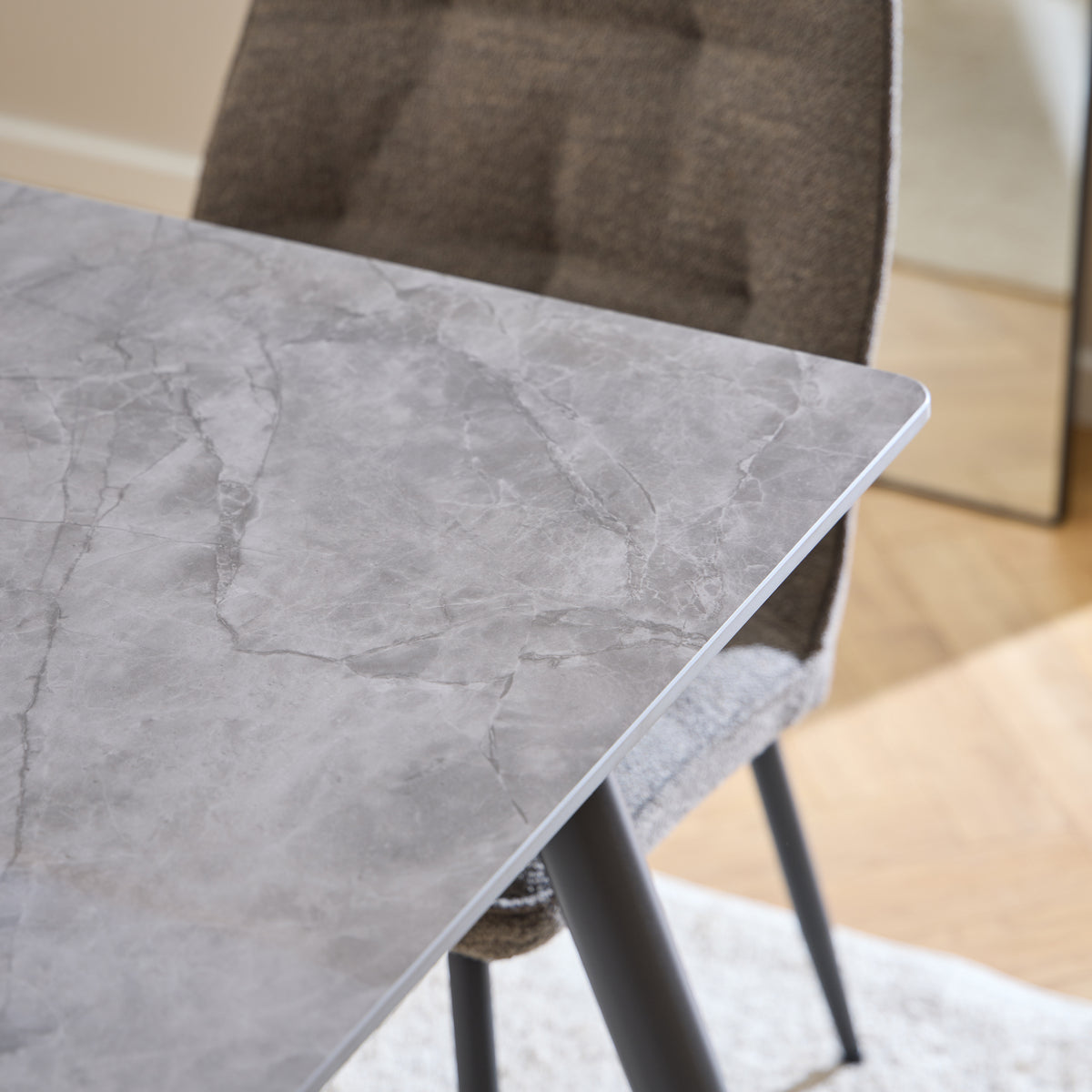 Wicklow Rectangular Dining Table in Grey/Black 140x75cm Included 4 Brooke Dining Chairs in Taupe