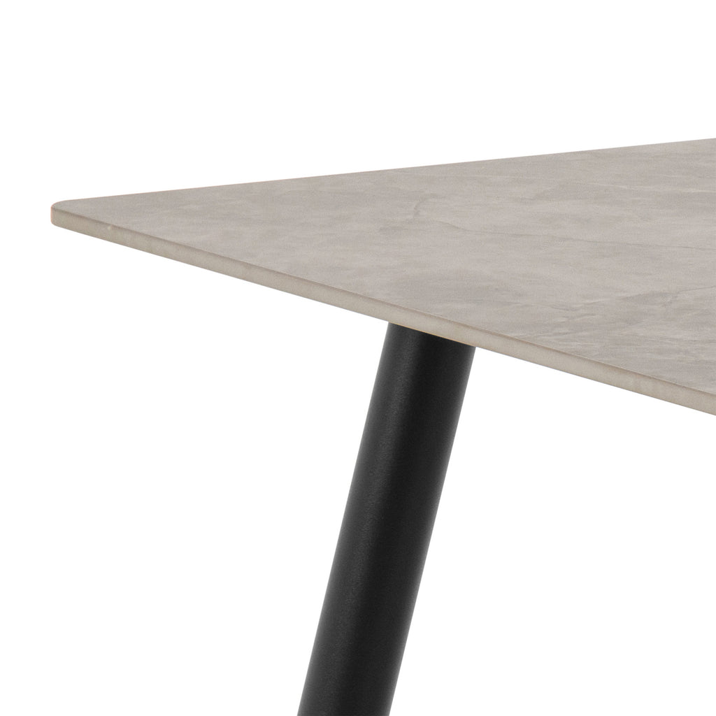 Wicklow Rectangular Dining Table in Grey/Black 140x75cm Included 4 Brooke Dining Chairs in Taupe