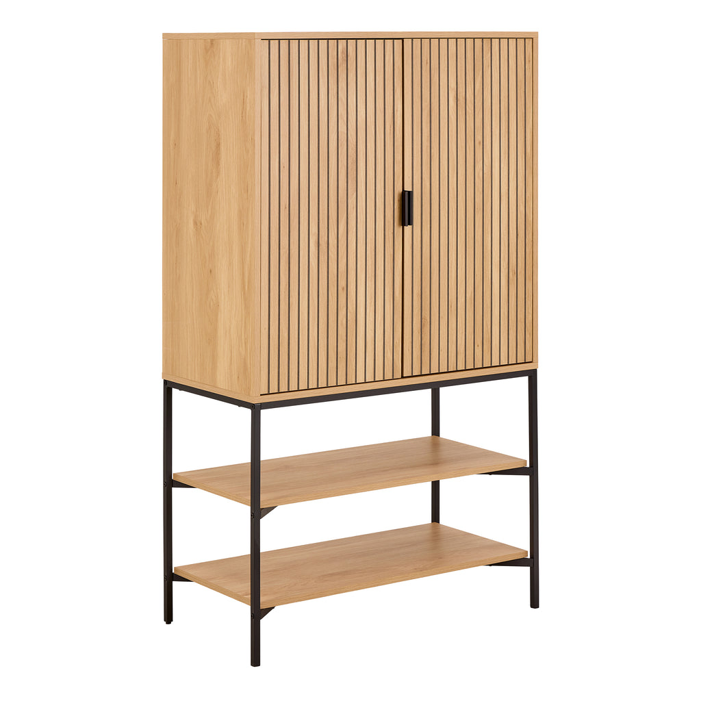 Jaya Cabinet 2 Doors 3 Shelves With Oak Lamella Front