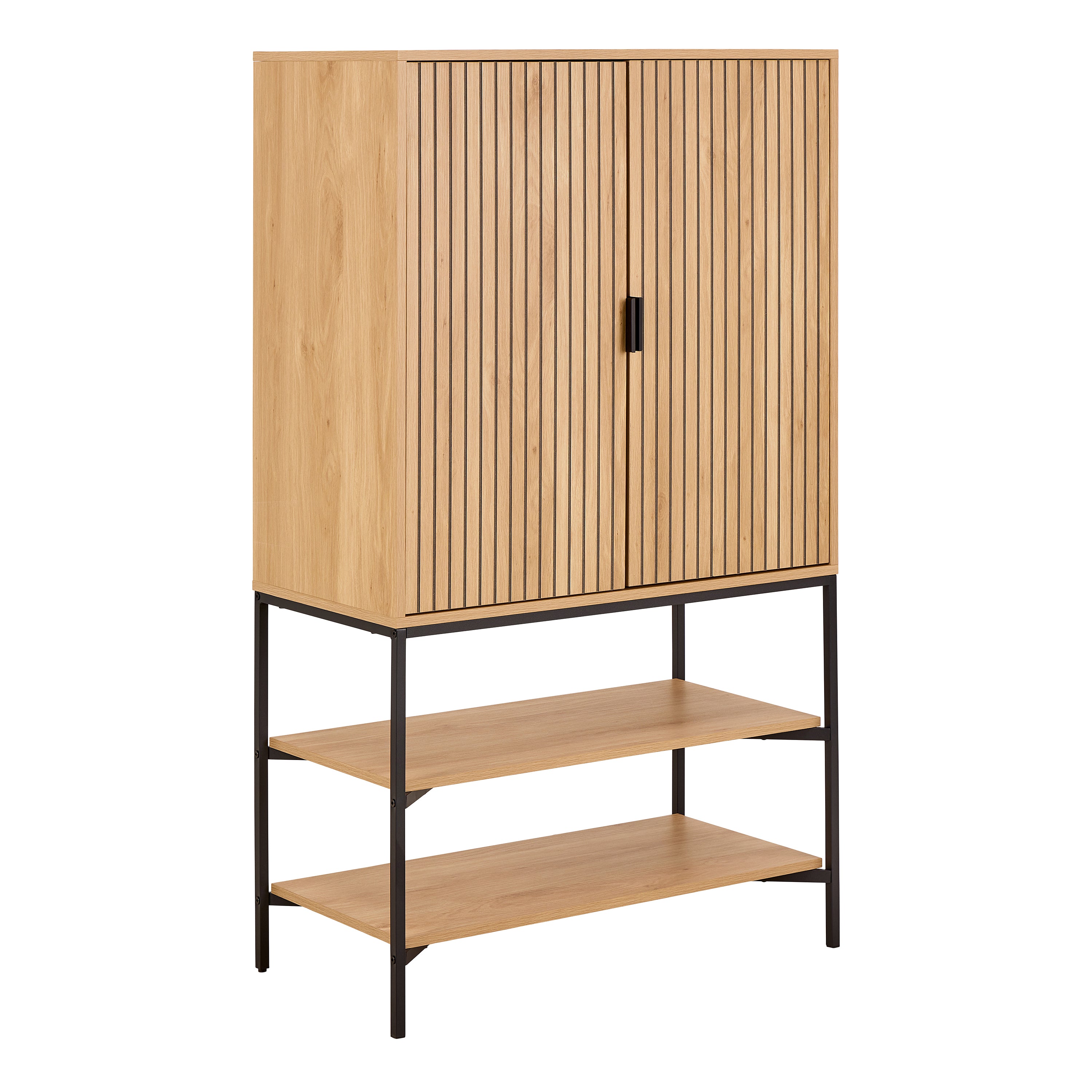 Jaya Cabinet 2 Doors 3 Shelves With Oak Lamella Front