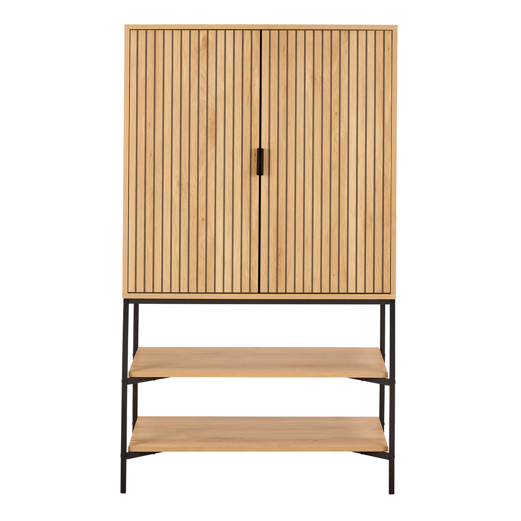 Jaya Cabinet 2 Doors 3 Shelves With Oak Lamella Front