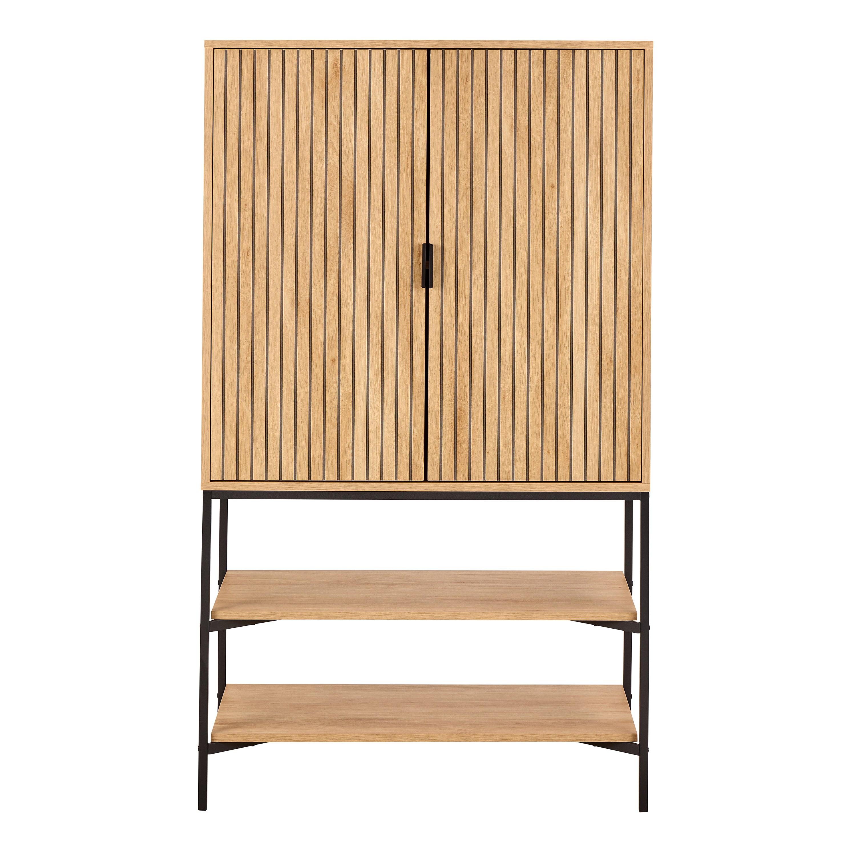 Jaya Cabinet 2 Doors 3 Shelves With Oak Lamella Front