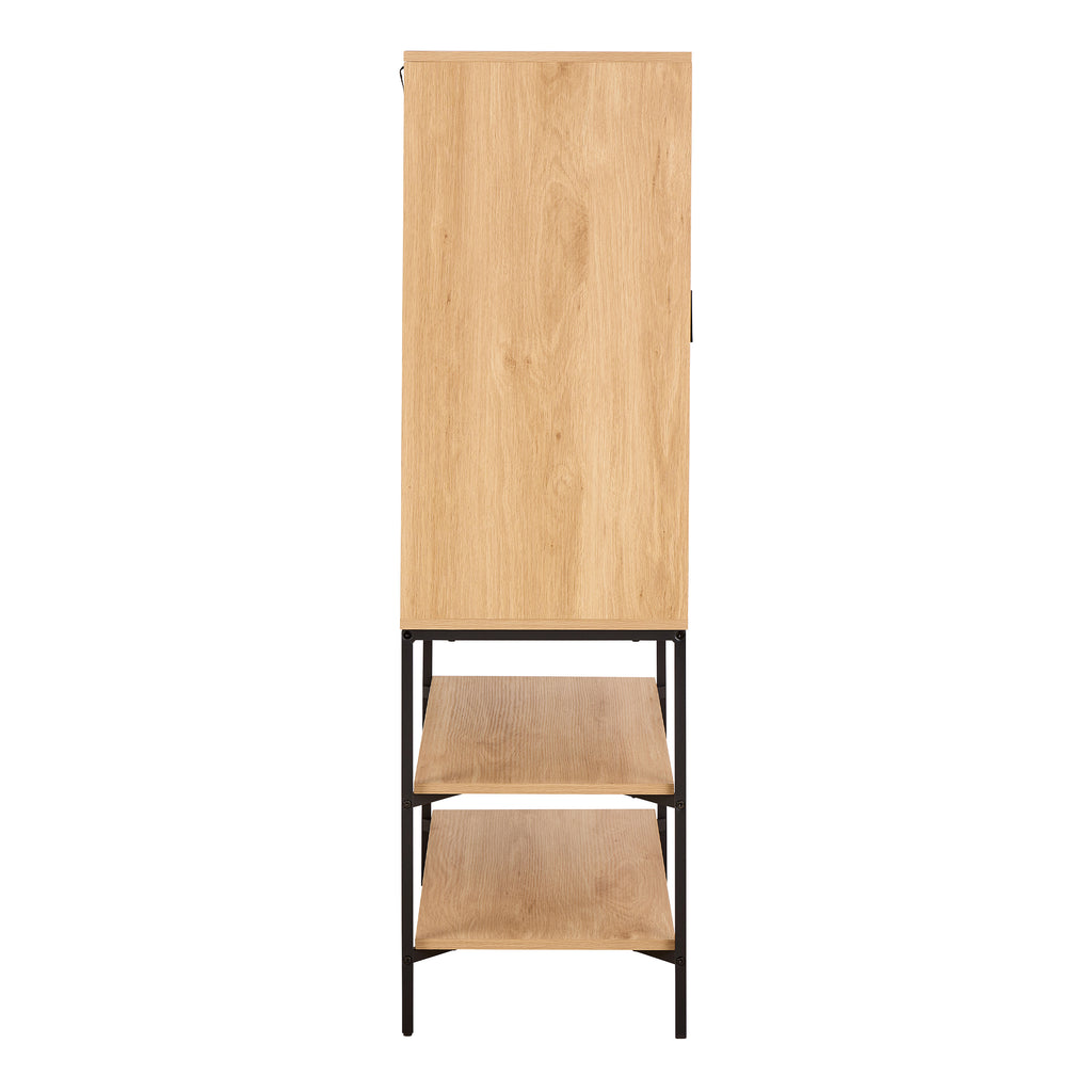 Jaya Cabinet 2 Doors 3 Shelves With Oak Lamella Front