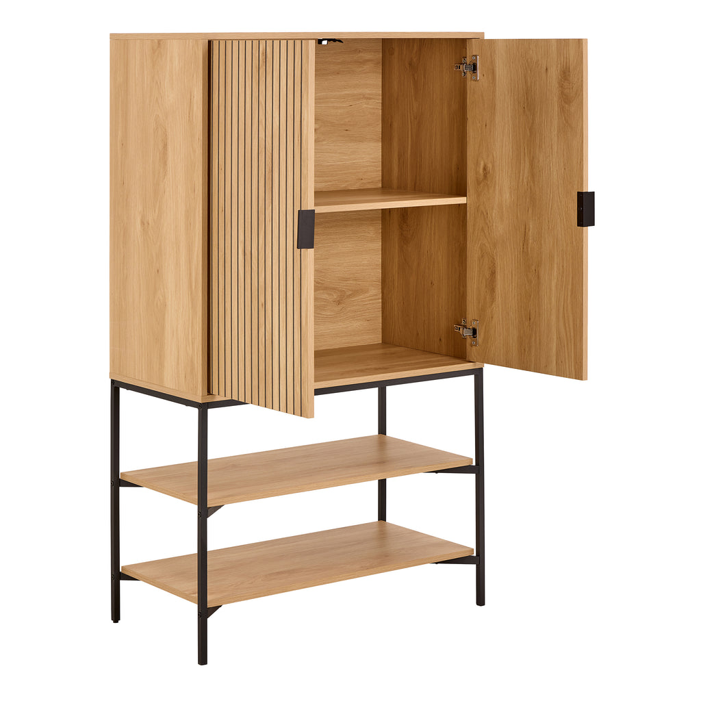 Jaya Cabinet 2 Doors 3 Shelves With Oak Lamella Front