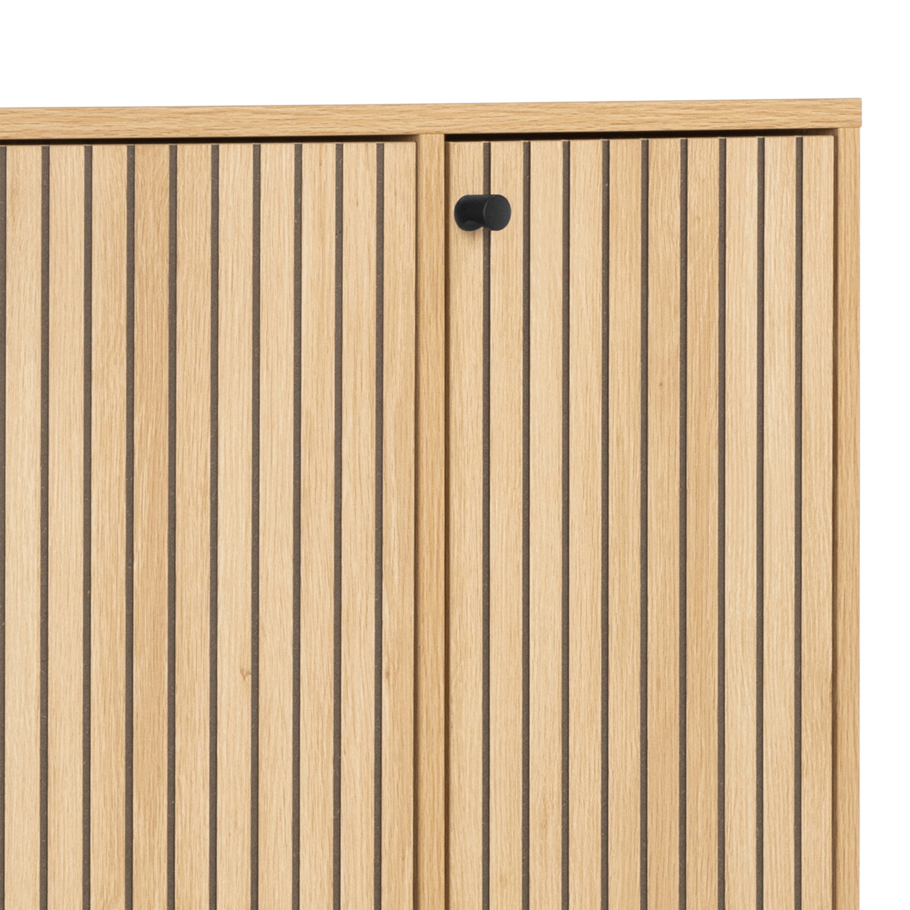 Alberto Shoe Cabinet 3 Flip Down Doors 1 Pull Open Door in Oak/Black Legs