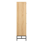 Alberto Shoe Cabinet 3 Flip Down Doors 1 Pull Open Door in Oak/Black Legs