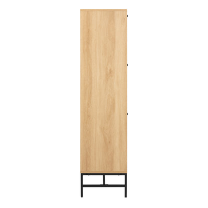 Alberto Shoe Cabinet 3 Flip Down Doors 1 Pull Open Door in Oak/Black Legs