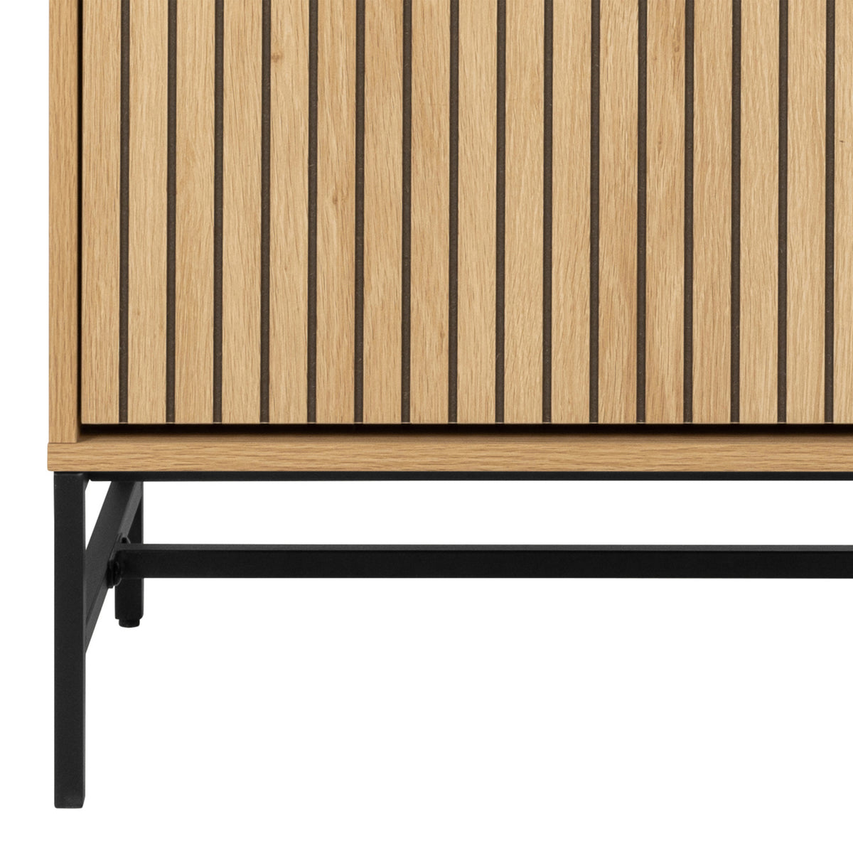 Alberto Shoe Cabinet 3 Flip Down Doors 1 Pull Open Door in Oak/Black Legs